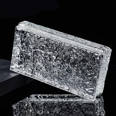 SUZEPER Rectangular Clear Glass Bricks, Solid Double-Sided Crystal Bricks, Office Decorative Partition Wall Sound Insulation Thermal Insulation Glass Blocks (7.9"x3.9"x2", Clear- B)