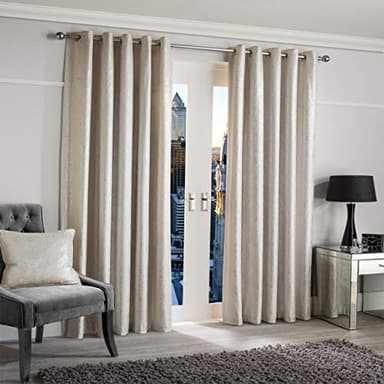 Sundour Glimmer Ready Made Lined Eyelet Curtains 90'' x 90''