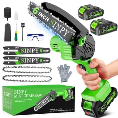 Mini Chainsaw Cordless 6-inch Battery Electric Saw with 2×2000mAh Batteries/Auto Oiler Small Handheld Chain Saws for Wood Cutting/Tree Pruning, Gifts for Men Dad Husband Fathers