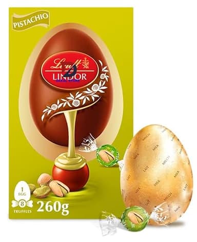 Large Easter Chocolate Eggs Variety For Easter Best gift for Friends & Family (Lindt Lindor Milk Chocolate Egg with Lindor Pistachio Truffles 260g)