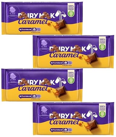 Dairy Milk Caramel Chocolate Bar, 120g, Pack of 4, Milk Chocolate Bundle