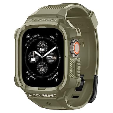 Spigen Rugged Armor Pro Case with Strap Band Compatible with Apple Watch Ultra 2 49mm and Apple Watch Ultra 49mm - Vintage Khaki
