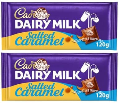 2 x Cad Dairy Milk Salted Caramel Chocolate Bar 120g, Milk Chocolate Dairy Milk Bar, Suitable For Vegetarians Perfect for Sharing and Gifting