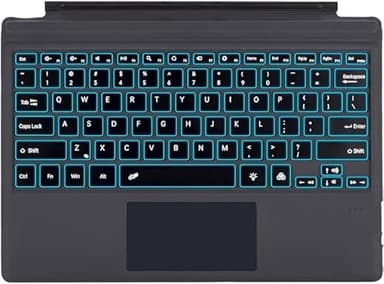 Type Cover for Microsoft Surface Pro Generation 7+ 7 6 5 4 3 Portable Slim Wireless Keyboard with Touchpad Tablet Keyboard, 7 Color Backlit, Black