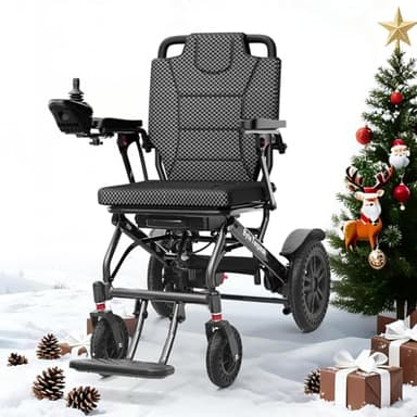 ByteTecpeak D04 Foldable Electric Wheelchair with Powerful 500W Motor, 10Ah Removable Battery, 20km Range, 150kg Capacity, Lightweight Carbon Aluminium Powerchair–Travel & Airline Approved