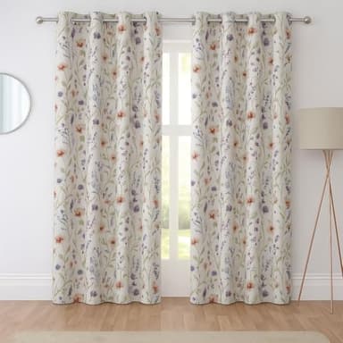 Sundour Hampshire Fully Lined Floral Eyelet Curtains Multi 66x54