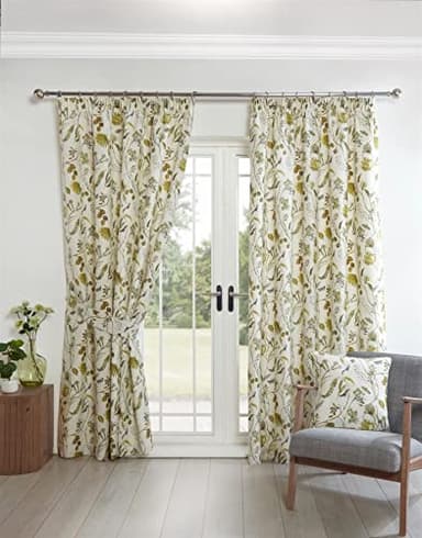 Sundour Grove Floral Pencil Pleat Curtains Fennel 90x72