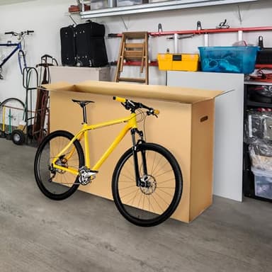 Rammento Large 145cm Double-Walled Bicycle Transport Box | Strong Flat-Pack Packaging Box for Moving House | Artwork & Guitar Shipping Container Packaging with 2 Handles | Bike Packaging for Travel
