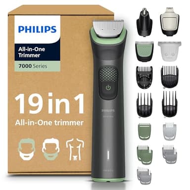 Philips Multigroom 7000 Series All-in-One 19-Piece Trimmer - Shaver and Clipper for Face, Head & Body, Self-Sharpening Full Metal Blades, 26 Length Settings (0.5-20 mm), Model MG7962/30