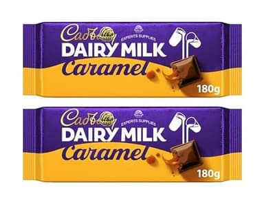 2 x Cad Dairy Milk Caramel Chocolate Bar 180g Milk Chocolate With Caramel Centre | Delightful Treats | Gift for All Occasions Suitable For Vegetarians