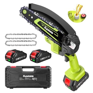 Supstable Mini Chainsaw 6 Inch, Electric Chainsaw Cordless, Battery Powered Chain Saw with Oiler, 2pcs 2000mAh Batteries, Small Handheld Garden Saws for Tree Branch Wood Cutting, Gifts for Men Women