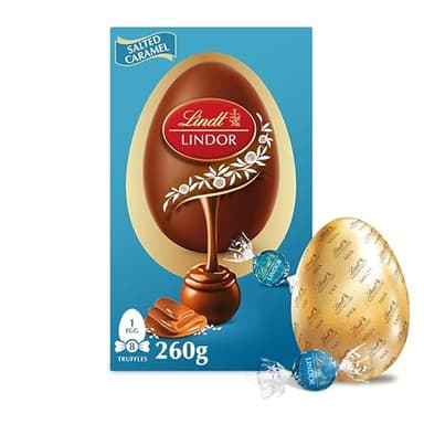 Large Easter Chocolate Eggs Variety For Easter Best gift for Friends & Family (Lindt Lindor Milk Chocolate Egg with Salted Caramel Truffles 260g)