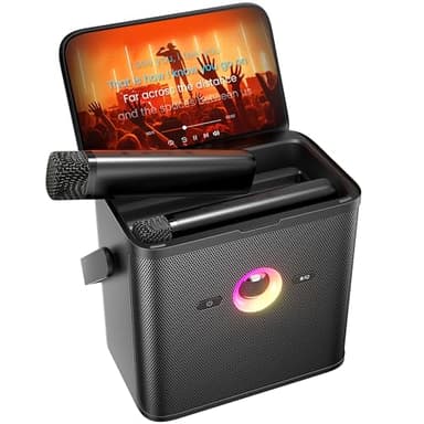 Ikarao Karaoke Machine for Adults Kids, with Lyrics Display Screen, WiFi Connect to Youtube & Karaoke App, 2 EQ Autotune Wireless Microphones Portable Karaokes PA System for Home Family Party Camping