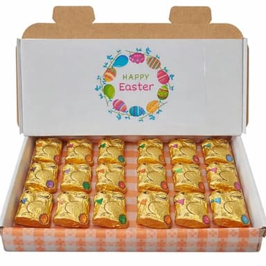 18 x Easter Milk Chocolate Crème Filled Bunnies Foil Easter Gold Bunnies Rabbit Delicious Chocolate Golden Bunnies for Easter Egg Hunts Gifts box for Kids Adult