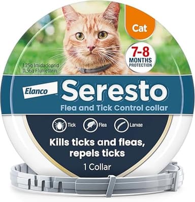 Seresto Flea and Tick Control Collar For Cats (1 Collar), Long-Lasting & Simple Treatment For Cats, 7-8 Months Of Protection, Keeps Pets Protected From Fleas & Ticks