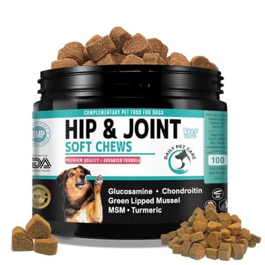 Daily Pet Care Hip and Joint Supplements For Dogs | Dog Joint Supplements to Reduce Stiffness and Improve Mobility with Organic Turmeric, Glucosamine, Chondroitin and Green Lipped Mussel For Dogs