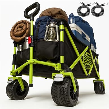 Maximuv 233L Festival Trolley – Heavy Duty Folding Wagon Cart, Collapsible Camping Trolly on Wheels for Beach Garden Picnic Fishing, Foldable Pull Along with Wide Tyres & Adjustable Handle