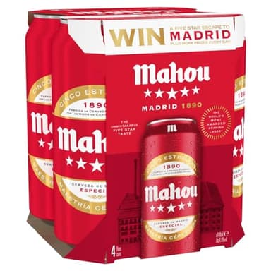 Mahou Spanish Premium Lager, Pack of 24 cans