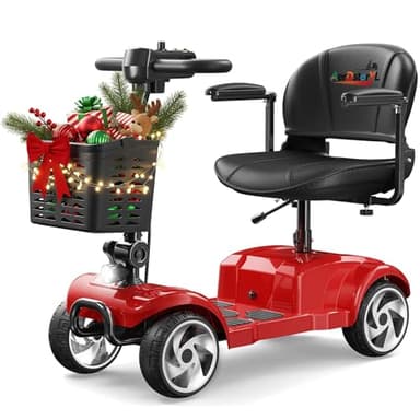 20A 50km Electric Mobility Scooter for Adults Wheelchair Device for Travel, Elderly. 200kg Max Weight, 175 * 2W Heavy Duty Mobility Scooters for Seniors wiht Two Baskets(Y3-RED)