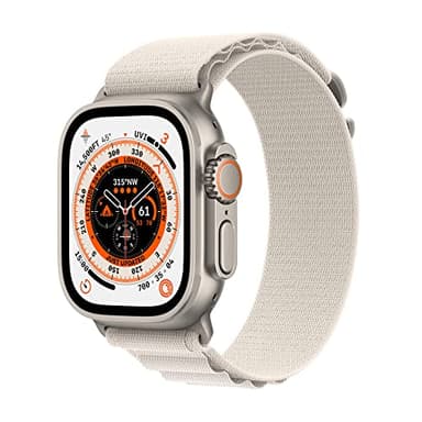 Apple Watch Ultra (GPS + Cellular, 49mm) Titanium Case with Starlight Alpine Loop - Large(Renewed)