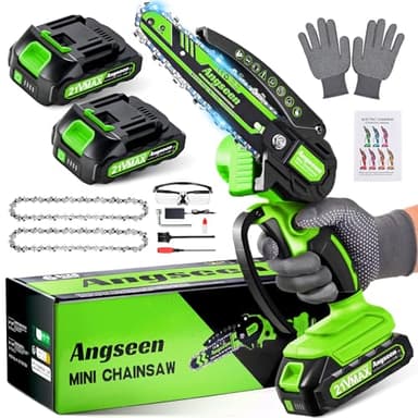 Mini Chainsaw Cordless 6 Inch, Electric Chain Saw with 2 Battery and 850W Motor, Small Battery Chainsaw with 2 Chains and Safety Lock, Light Weight Handheld Chain Saw for Wood Cutting Tree Trimming