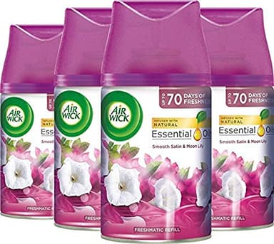 Air Wick |Smooth Satin & Moon Lily |Automatic Air Freshener | Freshmatic Auto Spray Refill | 250ml| Pack of 4