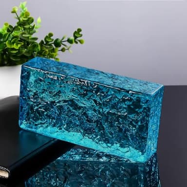 Yutianli Blue Transparent Ice Crystal Patterned Glass Blocks Wall Decor Solid Rectangular Glass Bricks Used as Partition Walls Accent Wall