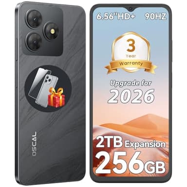 OSCAL FLAT 2 Mobile Phones 2026, Android 15 Smartphone, 12+256GB/2TB Octa Core, 5000mAh Battery Phone for Sale, 90Hz 6.56" HD+ Display, 4G Dual Sim/GPS/Fingerprint/Face Unlock