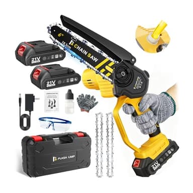 8000 mAh Mini Chainsaw 6 Inch, Electric Chainsaw Cordless with,Ultra-Long Battery Life & 2 Chains, Small Chain Saw with Safety Lock for Wood Cutting Tree Pruning, Seniors Friendly
