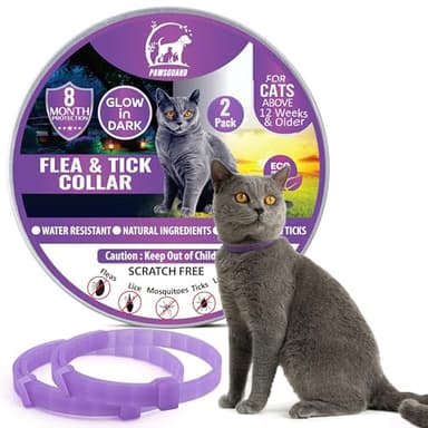 Cat Repellent Treatment, 2 Pack Repellent Collar, Adjustable for Small Medium Large Cats, Glow in the Dark Natural Waterproof Design (2 Pack Purple)