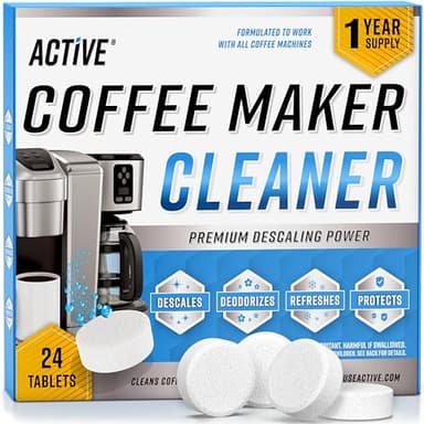 Coffee Machine Cleaner Descaler Tablets - 24 Count, Compatible With Nespresso, Tassimo, Melitta, Delonghi, Miele, Coffee Maker Pot Descaling & Cleaning Tabs, Descale Drip Coffe And Espresso Machines