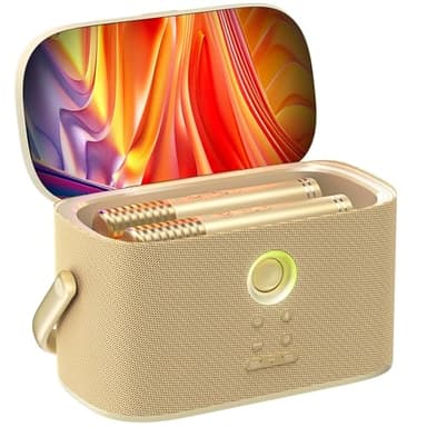 Ikarao Karaoke Machine for Adults, with Lyrics Display Screen, 2 Self-Charging Wireless Microphones, Autotune & EQ, 140W Speaker, Connect TV, Portable Karaoke System for Home, Family, Party, Travel