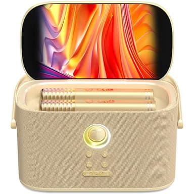 Ikarao Karaoke Machine for Adults, with Lyrics Display Screen, 2 Self-Charging Wireless Microphones, Autotune & EQ, 140W Speaker, Connect TV, Portable Karaoke System for Home, Family, Party, Travel