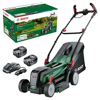 Bosch Cordless Lawnmower UniversalRotak 2x18V-37-550 (up to 500 m2 with 2 x 4.0 Ah Batteries; 18 Volt System; Cutting Width: 37 cm; 2 x 18V 4.0 Ah Batteries and Charger)